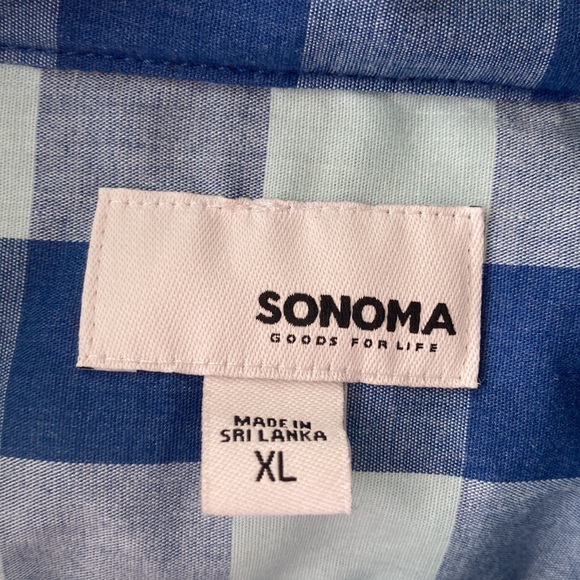 Sonoma XL Blue Checkered Short Sleeve Button Down - Picture 4 of 8